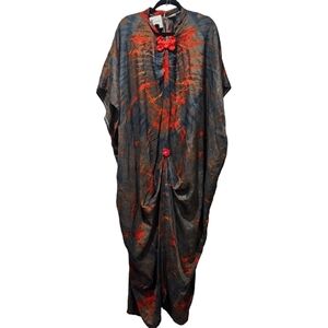 NWT Olam Creations Red Black African Tie-dye Kaftan One Size Bubu Dress Silk